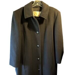 Pendleton Vintage Womens Sz 10 Virgin Wool Black Trench Coat 5 Button LS Outdoor